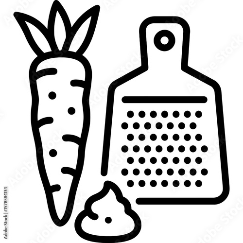 Wasabi root and grater outline icon vector