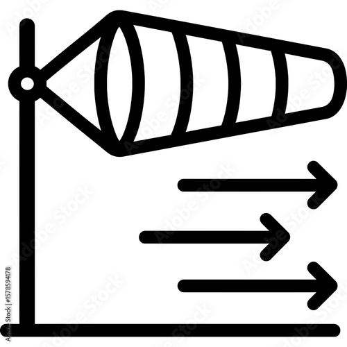 Wind sock outline icon vector