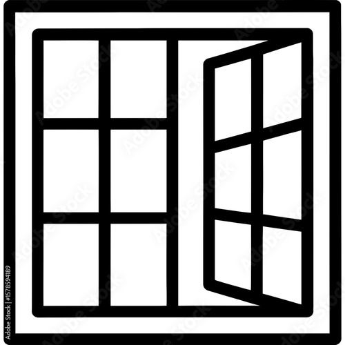 Window outline icon vector with divided panes