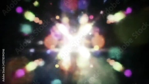 Abstract colorful light particles and bokeh effect animation with dynamic movement