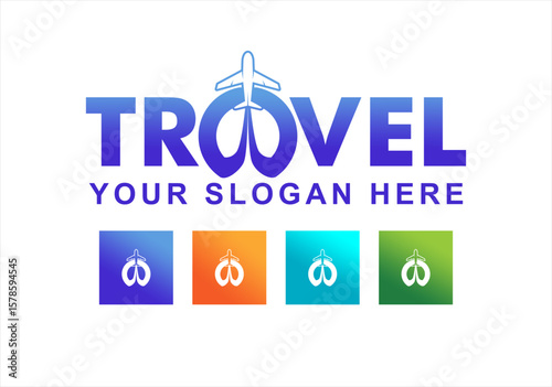 travel agency logo emblem symbol tour and travel aeroplane abstract vector illustration design template branding business