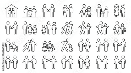 Family Symbolism: Depicting the bonds of unity and diverse familial structures, each illustration stands as a testament to love, support, and togetherness, representing the many facets of family life.