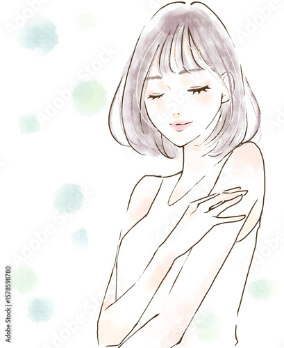 自分の時間を大切にするイメージの人物イラスト　手描き