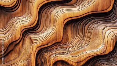 Wavy wood grain forming abstract patterns in warm brown tones