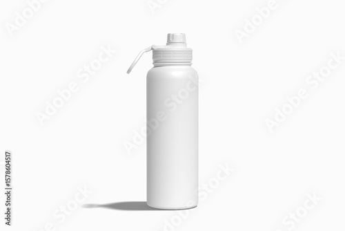 Water thermos bottle mockup with white background