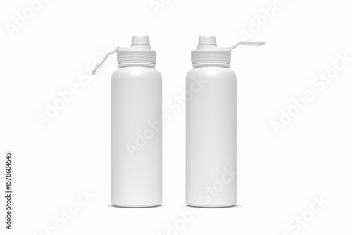Water thermos bottle mockup with white background