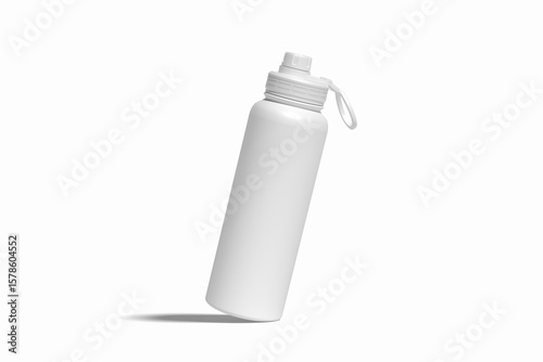 Water thermos bottle mockup with white background