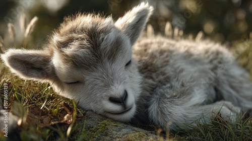 a baby cheep with sleeping