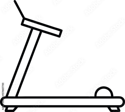 Minimalist line icon of a treadmill machine isolated on transparent background