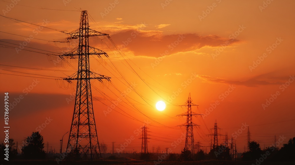 Fototapeta premium Rising electricity demand in the region driven by high temperatures and summer heatwave