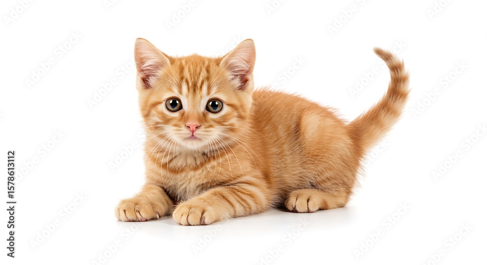 Obraz premium Ginger Kitten Playful Gaze A Tiny Lion Cub Portrait Sweet Orange Kitten Close Up Adorable Kitten Ready To Pounce Little Orange Cat Studio Shot