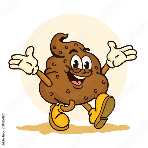 Cute happy smiling poop character. Poop, shit character concept.