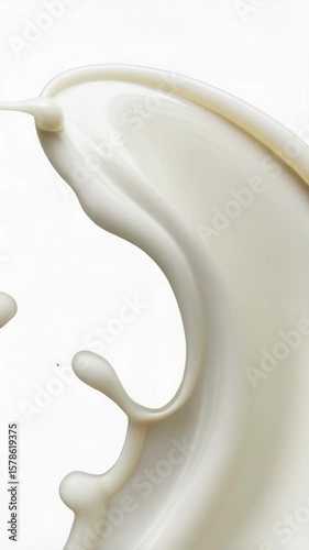 Dynamic splash of pure white liquid on a clean background showcases motion and texture, creating an abstract and pristine visual element.