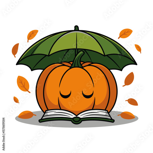 Ideal for autumn themed designs or book related content. Cozy and inviting imagery with a whimsical touch perfect for fall projects.