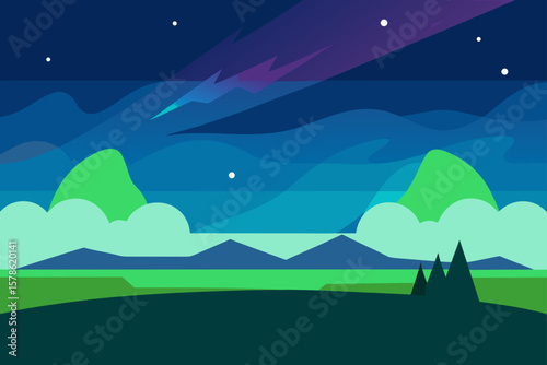 grazing land under aurora lit sky