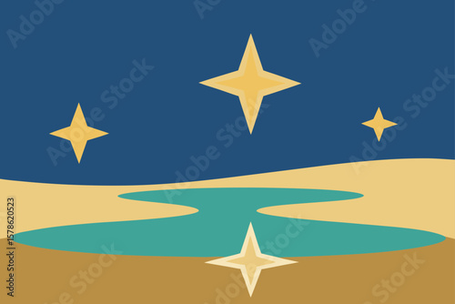 reflections of stars on wet sand