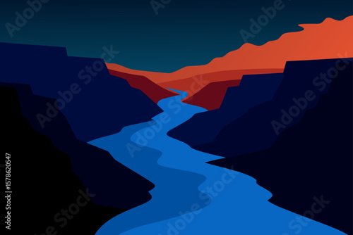 river canyon under dark sky