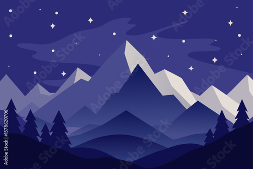 starry sky above alpine landscape