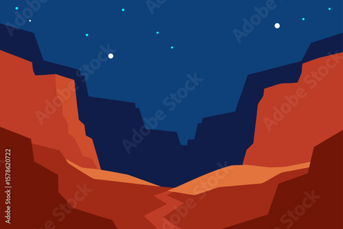 starry sky seen from canyon floor