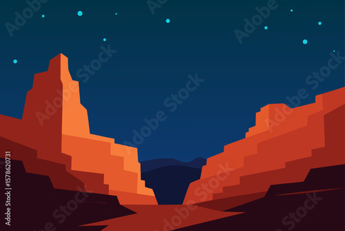 starry sky over sandstone canyon