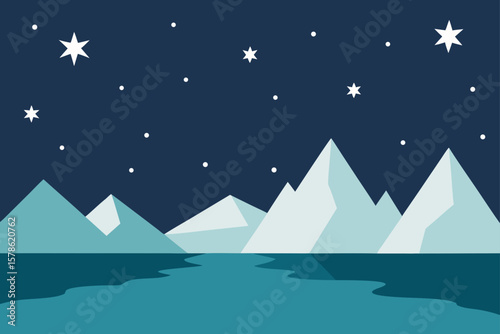 stars above frozen mountain lake
