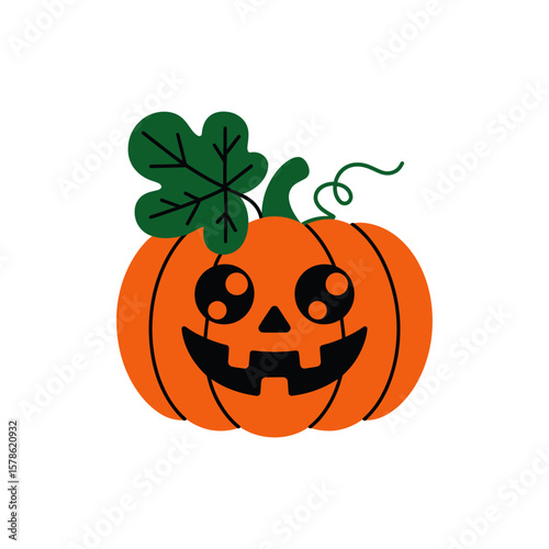 Cute cartoon jack o lantern pumpkin perfect for Halloween graphics, seasonal printables, childrens activities, and festive decorations. Great for autumn designs.