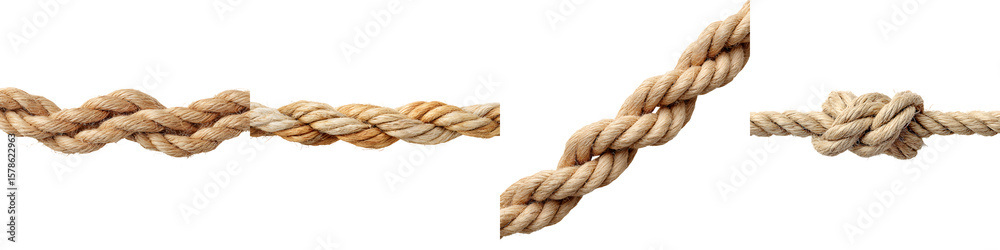 Fototapeta premium Rope Collection: Nautical and Decorative Elements Isolated