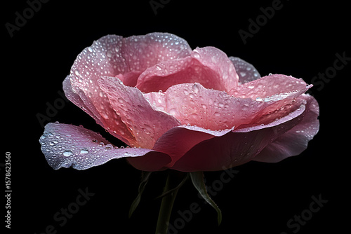 a pink rose with water droplets on it