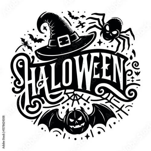 Spooky halloween lettering design 