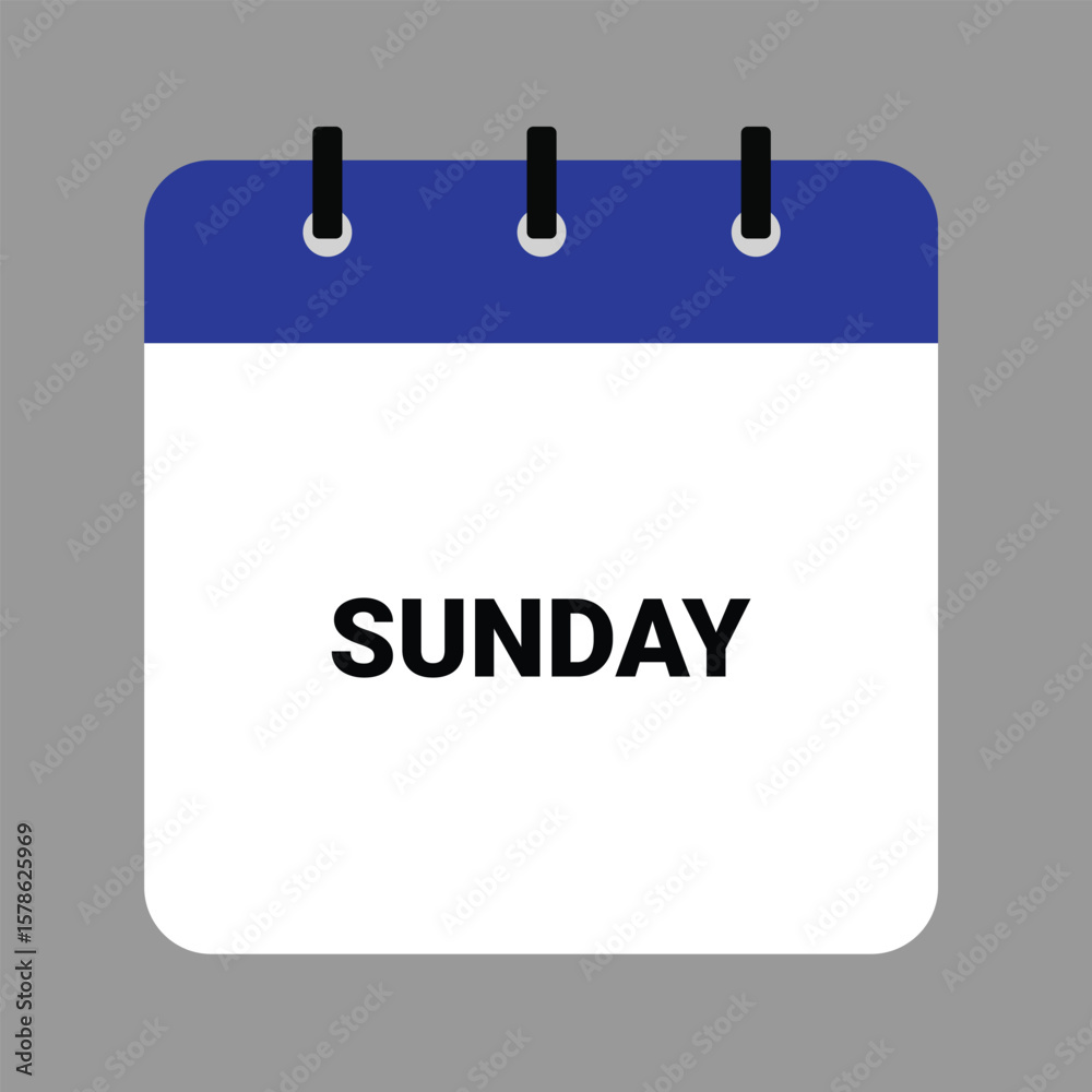 SUNDAY Calendar Icon - White Background. Vector calendar icon showing month design. SUNDAY Calendar Icon - White Background. Vector calendar icon showing month design.