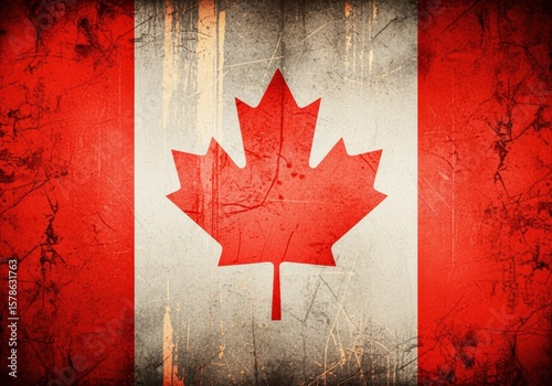 Canada Grunge texture flag backdrop - patriotic pride, national history & respect concept