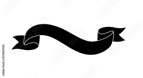 Curved decorative ribbon on a transparent background