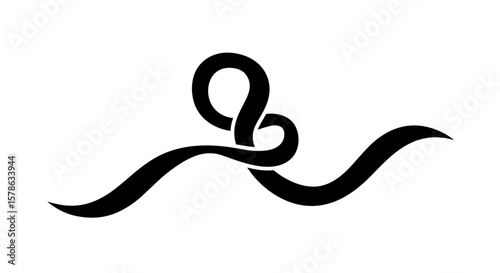 Abstract black decorative swirl on a transparent background
