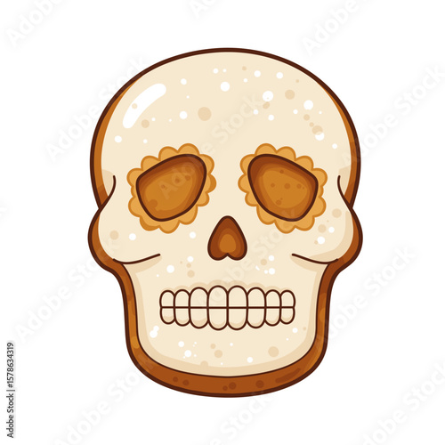Small sugar skull cookie on a white background