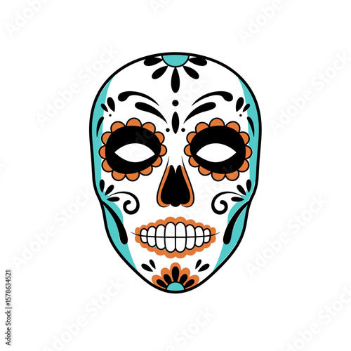 La Catrina face mask on a white background
