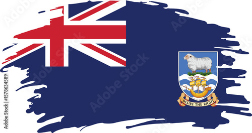 Stylized Turks and Caicos Flag with Union Jack and Coat of Arms, Brushstroke Design