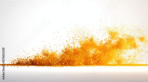 Orange Powder Exploding on White Background