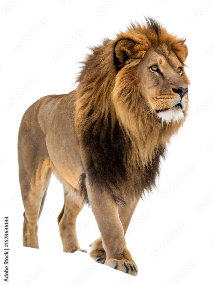 Obraz premium Wild Lion on White Transparent Cut Out Background