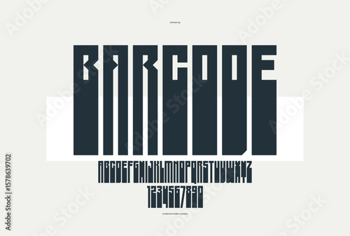 Brutal geometric square and bold and strong vector geometric font for logos and emblems, display typeface for posters, heavy and thick letters alphabet in modern style.