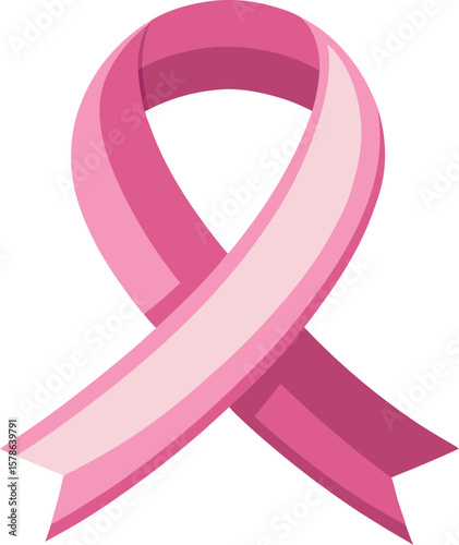 Pink Ribbon Awareness Symbol Breast Cancer Support Vector Illustration

