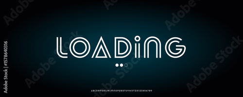 Loading Banner with Stylish Retro Line Font and Soft Glowing Gradient Background, Perfect for Web Interface, Tech Sites, or Apps. Vector Illustration.