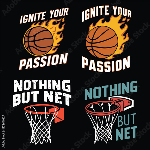 Basketball passion net fire hoop