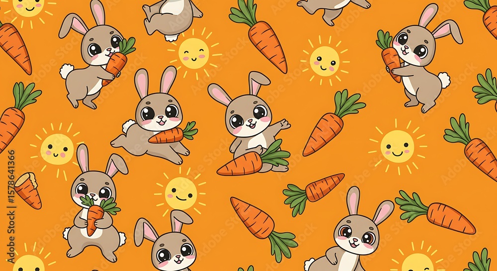 Obraz premium Sunny Day Bunnies Harvest Of Happiness Carrots And Cheer Bunny Jamboree Orange Delight A Bunnies Day Out Happy Little Rabbits