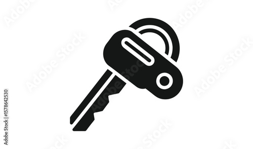 Modern car key fob with integrated key blade and ring