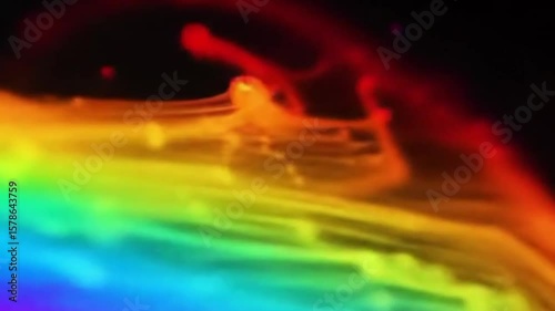 Abstract Rainbow Liquid Motion Graphics with Colorful Fluid Dynamics on Black Background