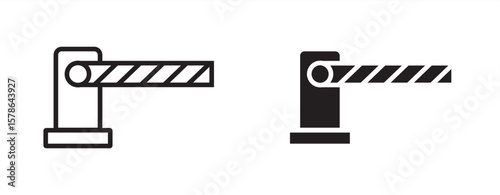 Barrier icon. Security gate vector illustration representing restricted access, parking control and checkpoint management. Safety symbol used for roadblocks. Barrier icon in thin outlined
