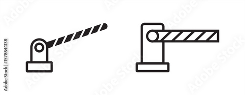Barrier icon. Security gate vector illustration representing restricted access, parking control and checkpoint management. Safety symbol used for roadblocks. Barrier icon in thin outlined
