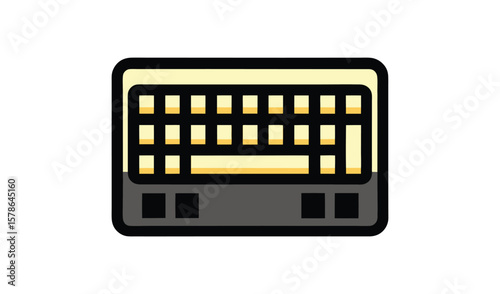 Stylized flat icon of a computer keyboard with yellow keys and black accents