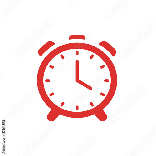 Simple red alarm clock icon showing the time.