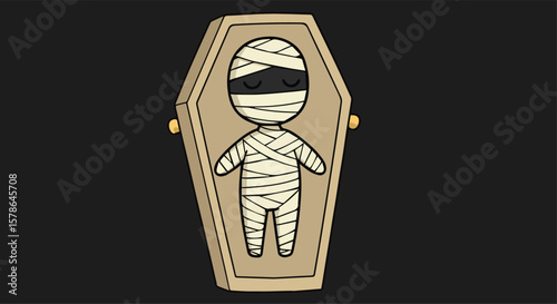 Cute Little Mummy in a Coffin 